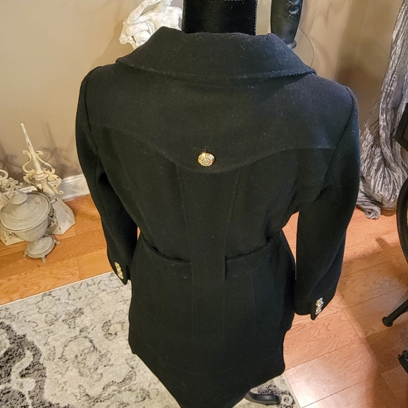 Guess Wool Blend Skirted Bottom Belted Pea Coat - Picture 8 of 13
